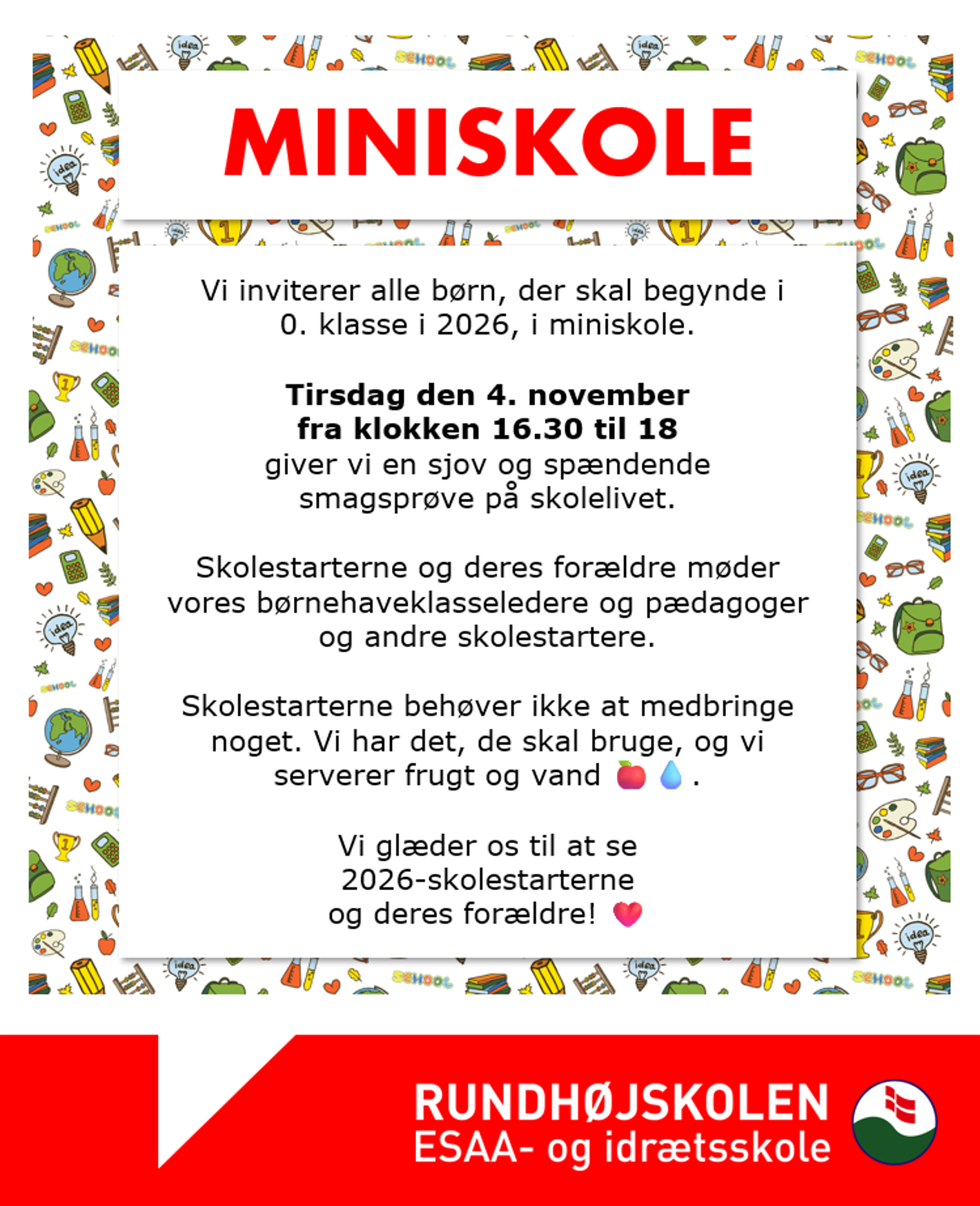 Invitation til miniskolearrangement tirsdag 4. november 2025 kl. 16.30-18.00